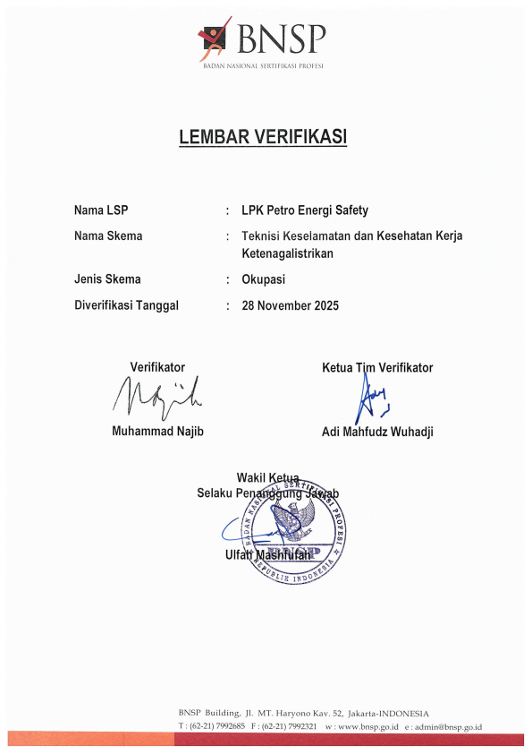 TEKNISI KESELAMATAN DAN KESEHATAN KERJA KETENAGALISTRIKAN
